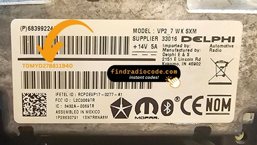 Delphi Delphi Uconnect 5 Uga Vp2 5 Jl Ece anti theft unlock using serial number